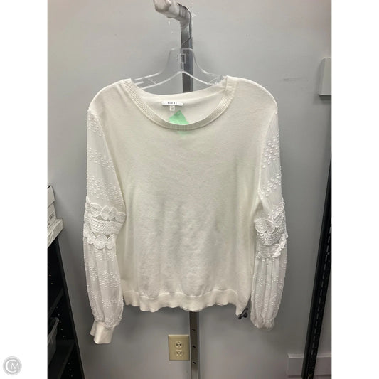 Top Long Sleeve By Sioni In White, Size: L