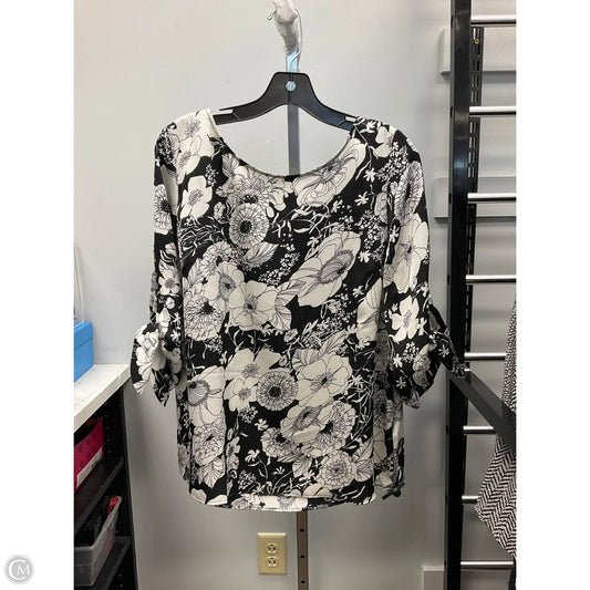 Top Short Sleeve By Talbots In Black & Cream, Size: Xlp