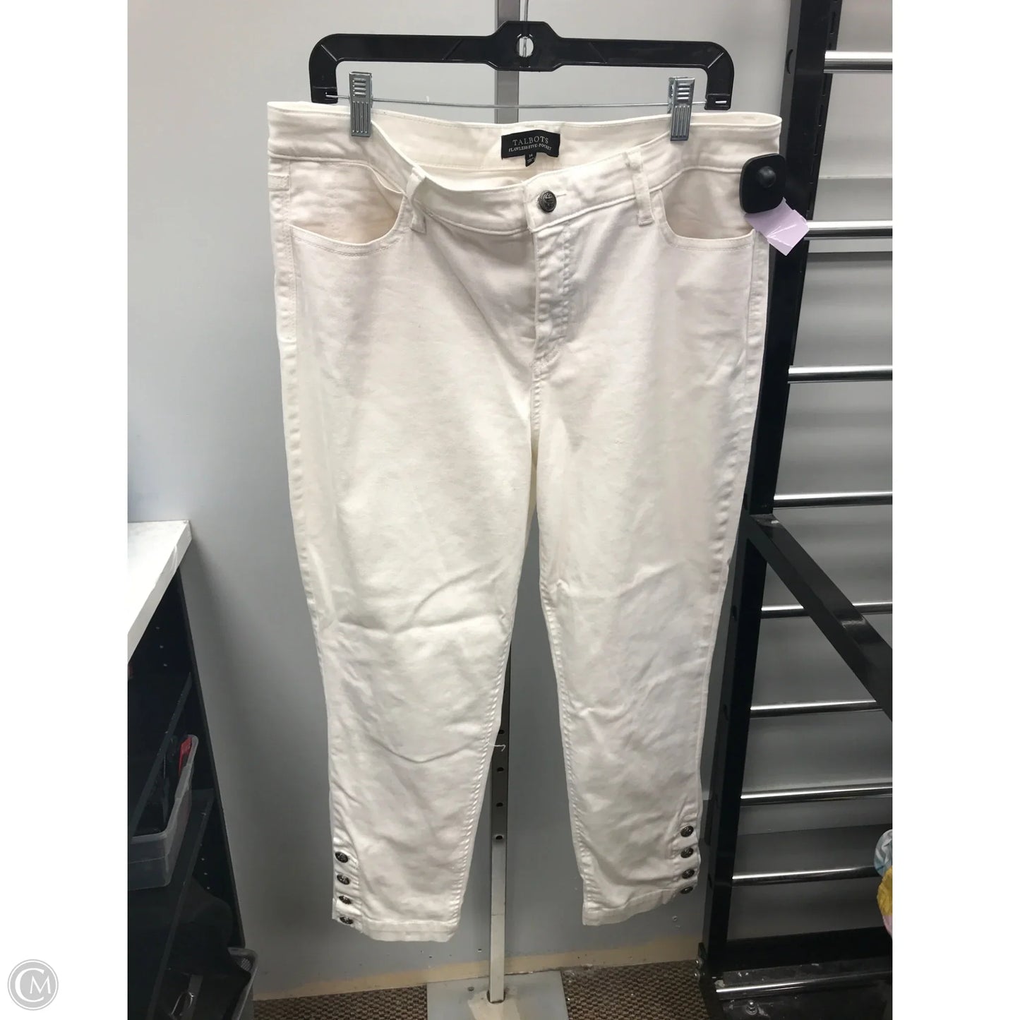 Jeans Cropped By Talbots In Cream Denim, Size: 14