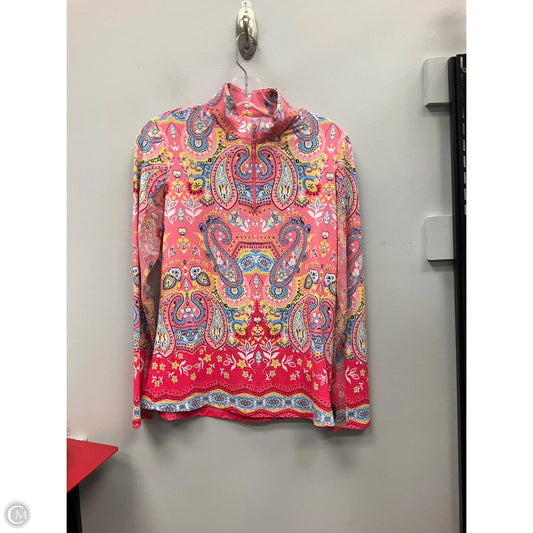 Athletic Top Long Sleeve Collar By Ibkul In Paisley Print, Size: S