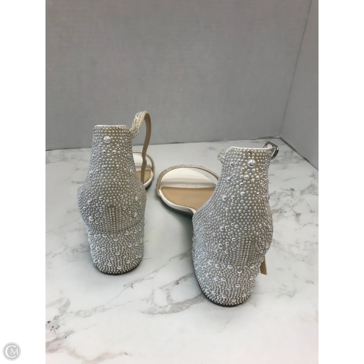 Sandals Heels Block By Betsey Johnson In Cream, Size: 8