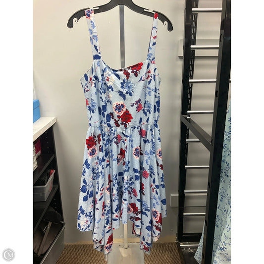 Dress Casual Midi By Roz And Ali In Blue Red & White, Size: 14