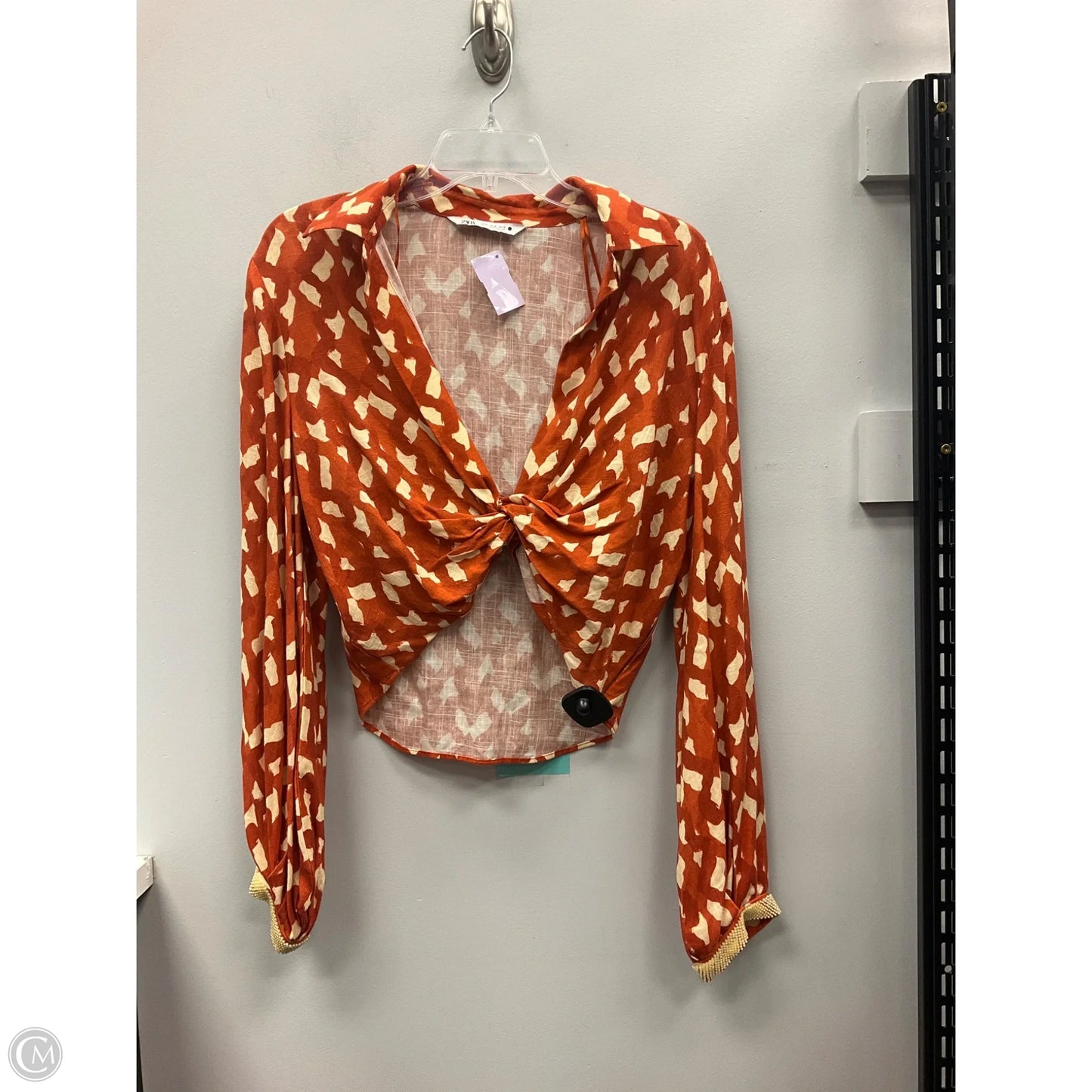 Top Long Sleeve By Zara In Copper, Size: M