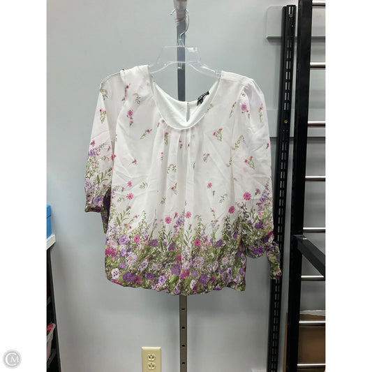Top 3/4 Sleeve By Sara Michelle In Floral Print, Size: L