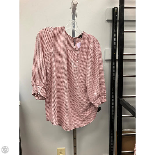 Top 3/4 Sleeve By Adrianna Papell In Polkadot Pattern, Size: L