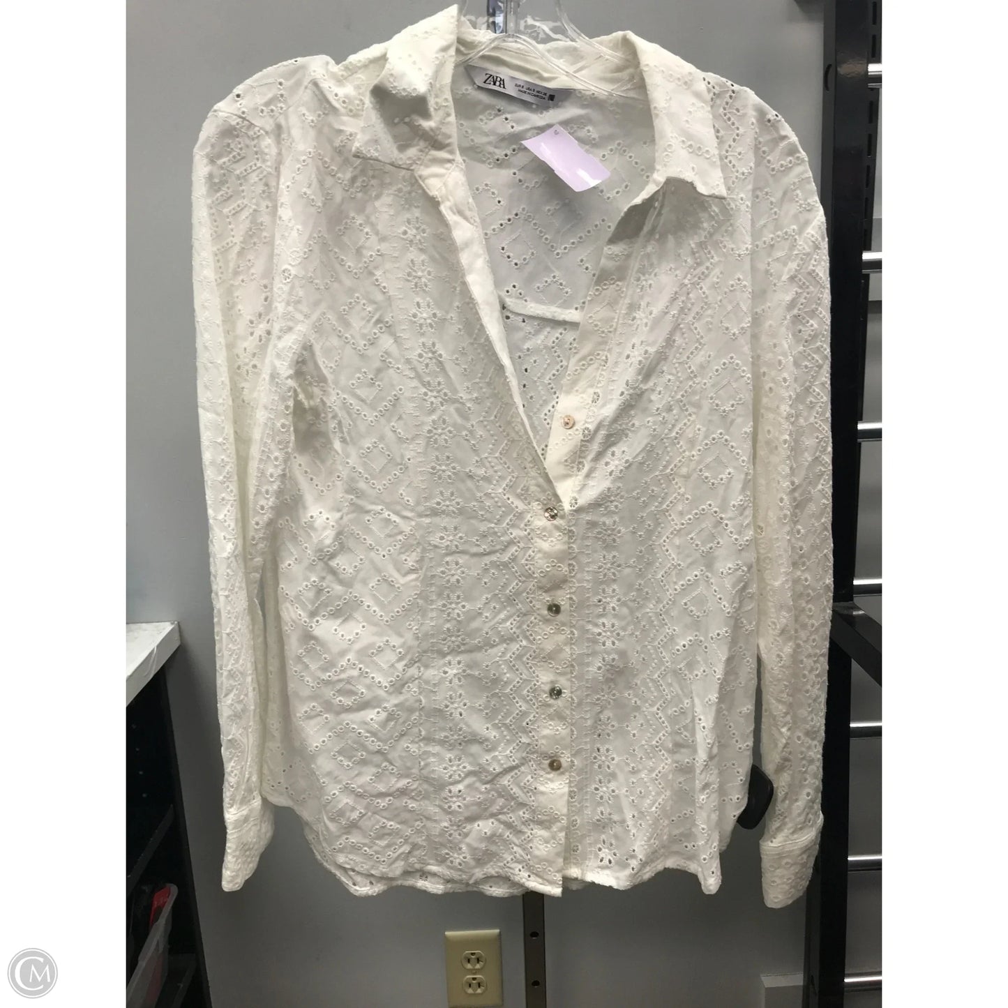 Top Long Sleeve By Zara In Cream, Size: S