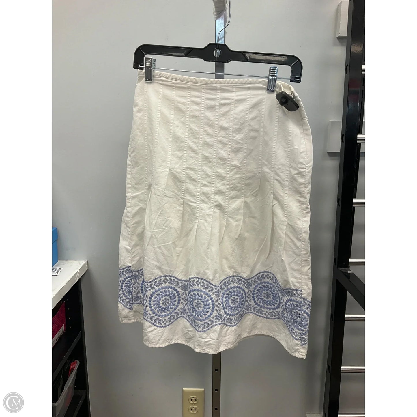 Skirt Midi By Loft In Blue & White, Size: 2