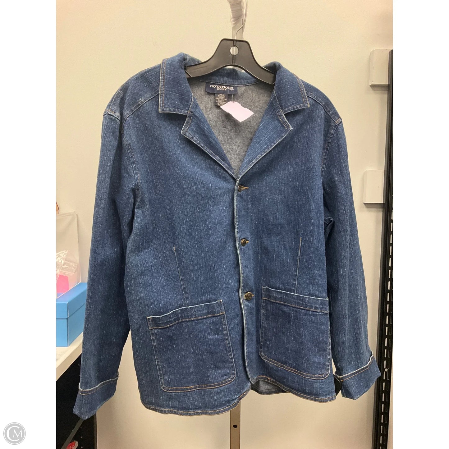 Blazer By Notations In Blue Denim, Size: L