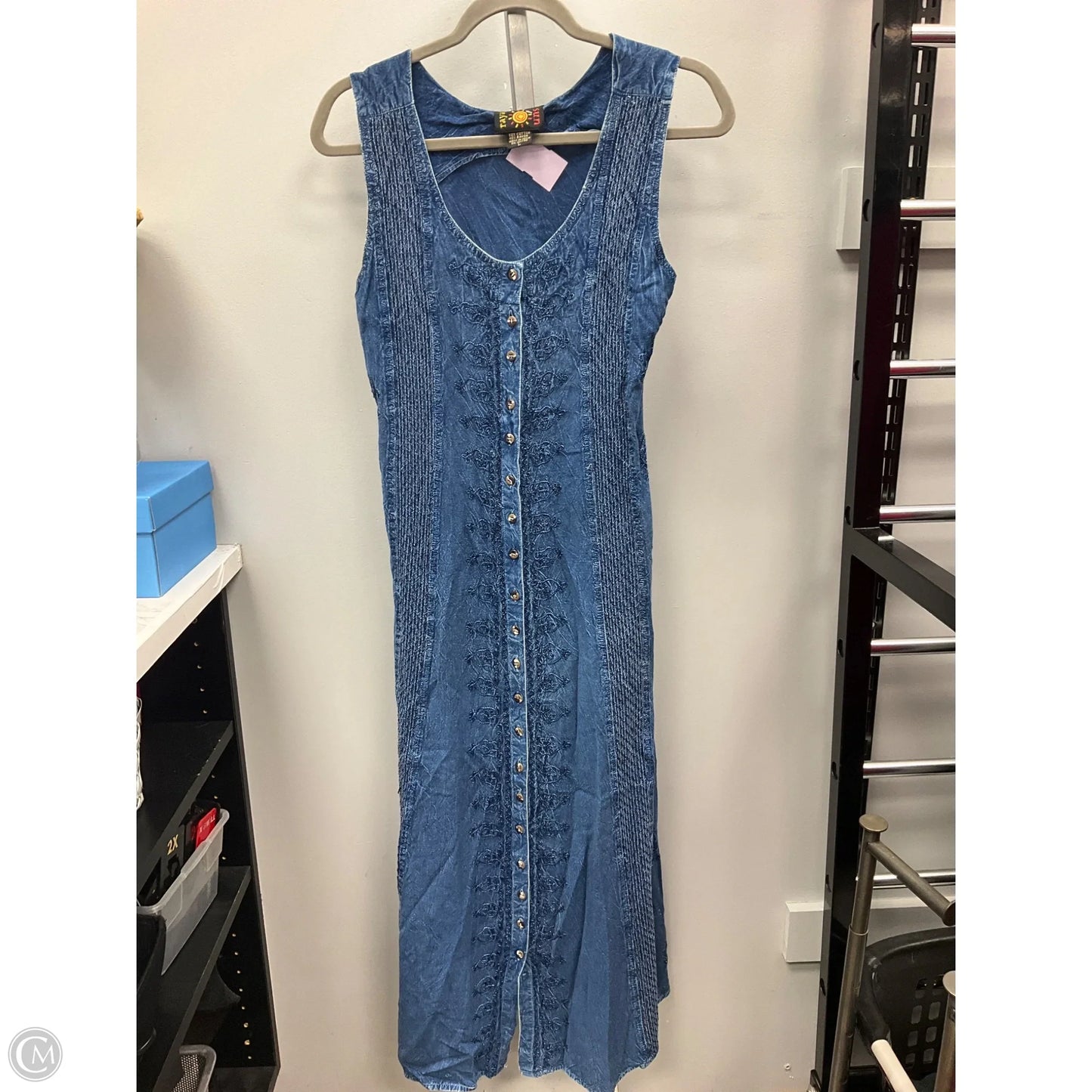Dress Casual Midi By Cmc In Blue Denim, Size: L