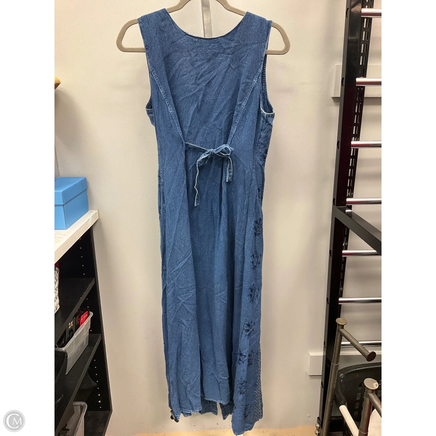 Dress Casual Midi By Cmc In Blue Denim, Size: L