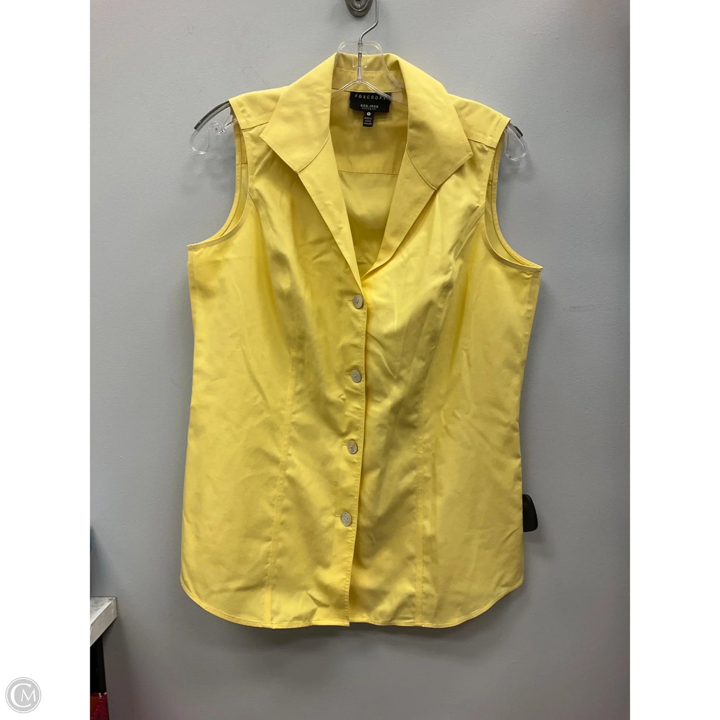 Top Sleeveless By Foxcroft In Yellow, Size: 8