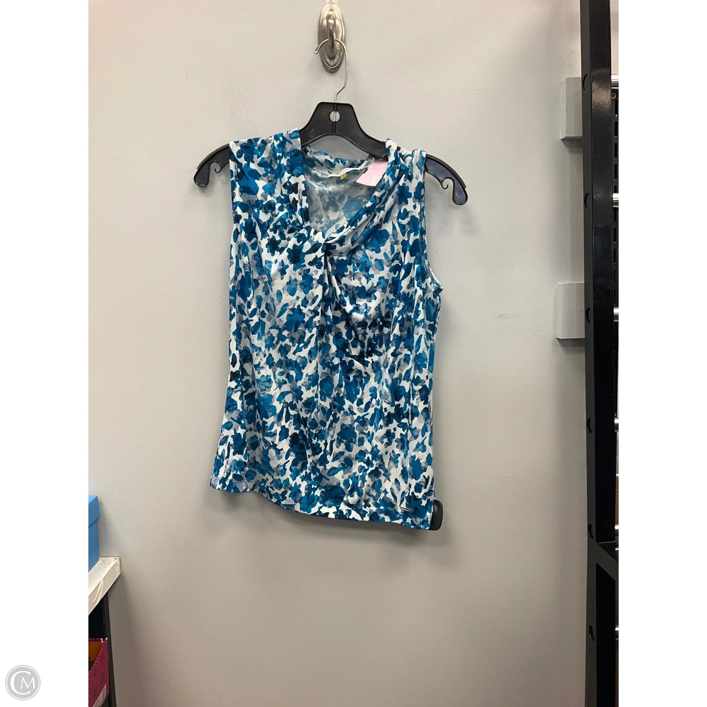Top Sleeveless By Calvin Klein In Blue & White, Size: S