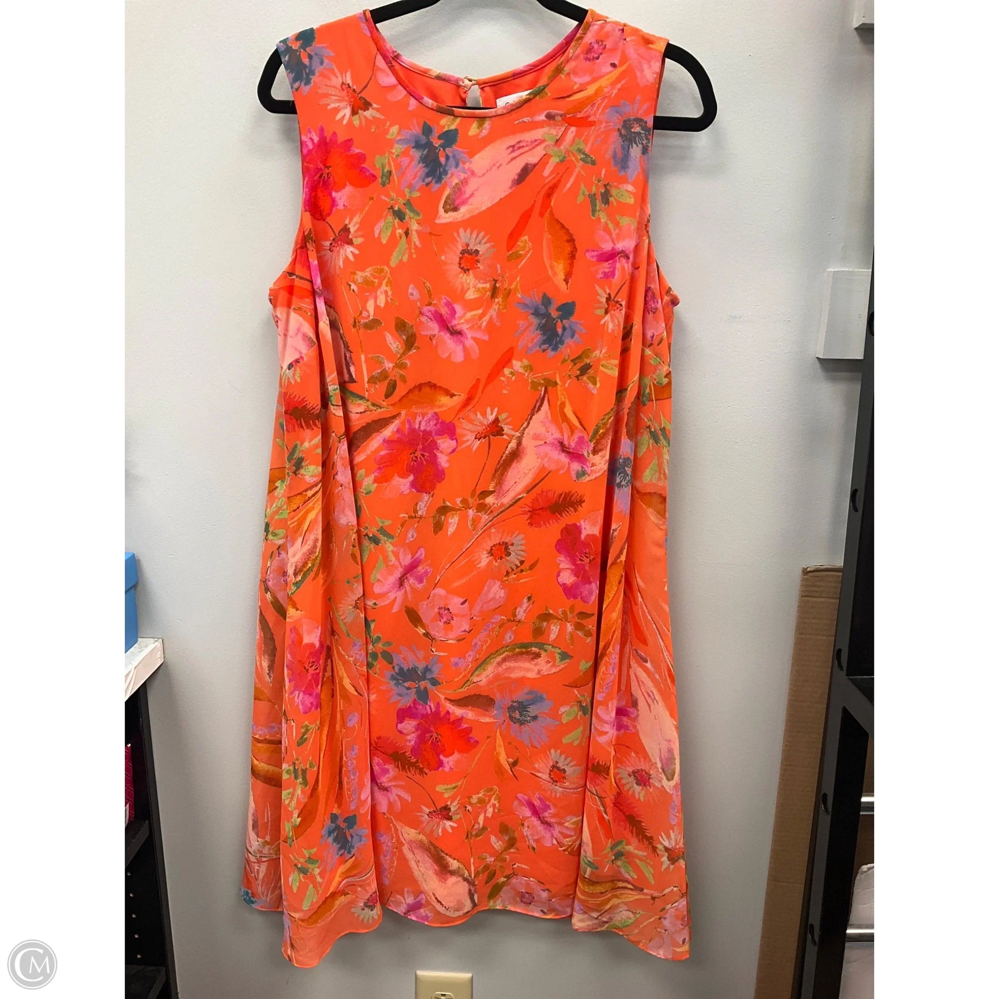 Dress Casual Short By Calvin Klein In Orange, Size: 14