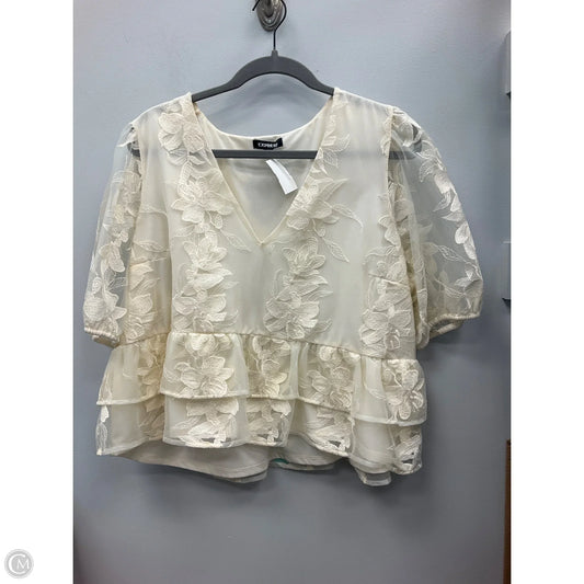 Top Short Sleeve By Express In Cream, Size: Xl