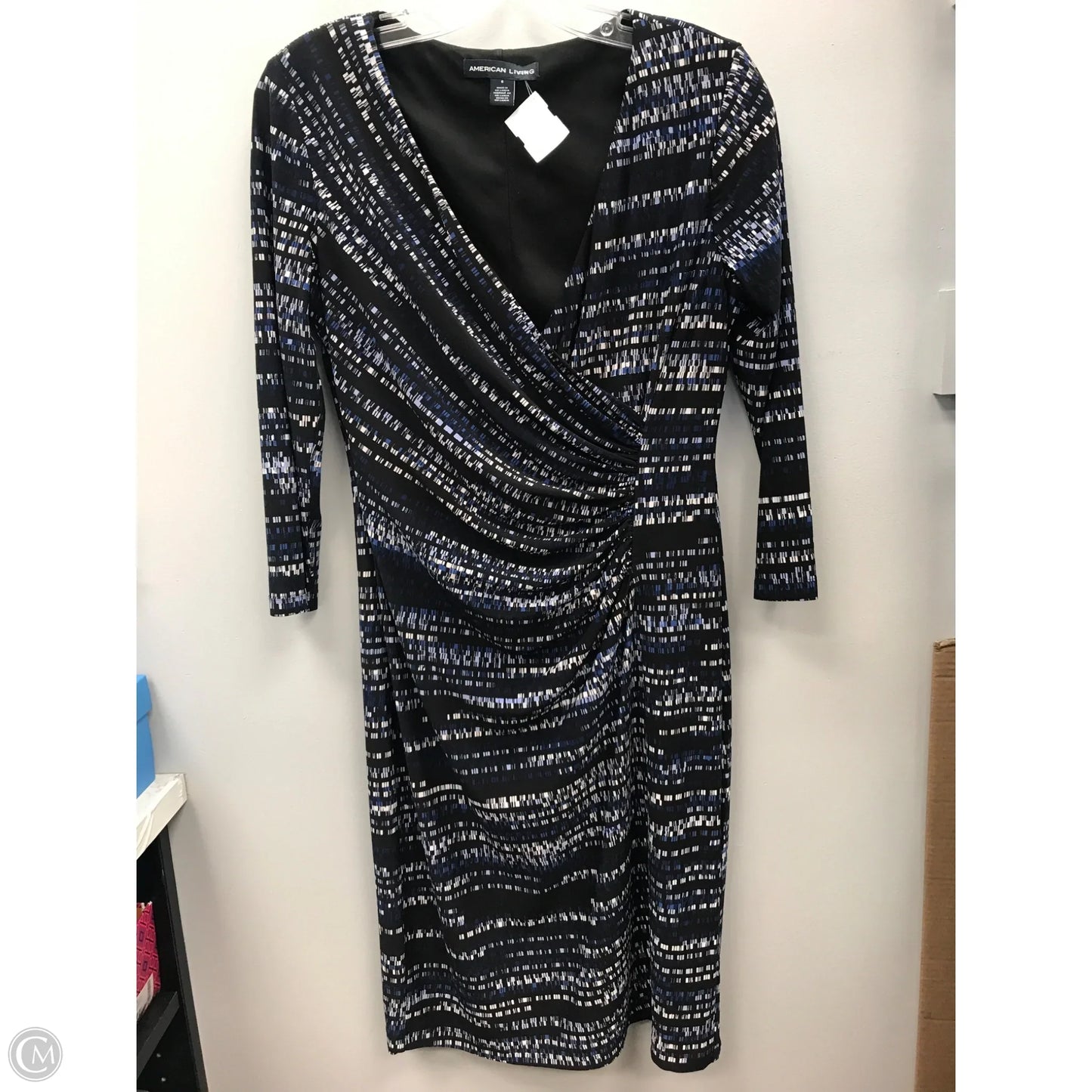 Dress Casual Midi By American Living In Black & Blue, Size: 6