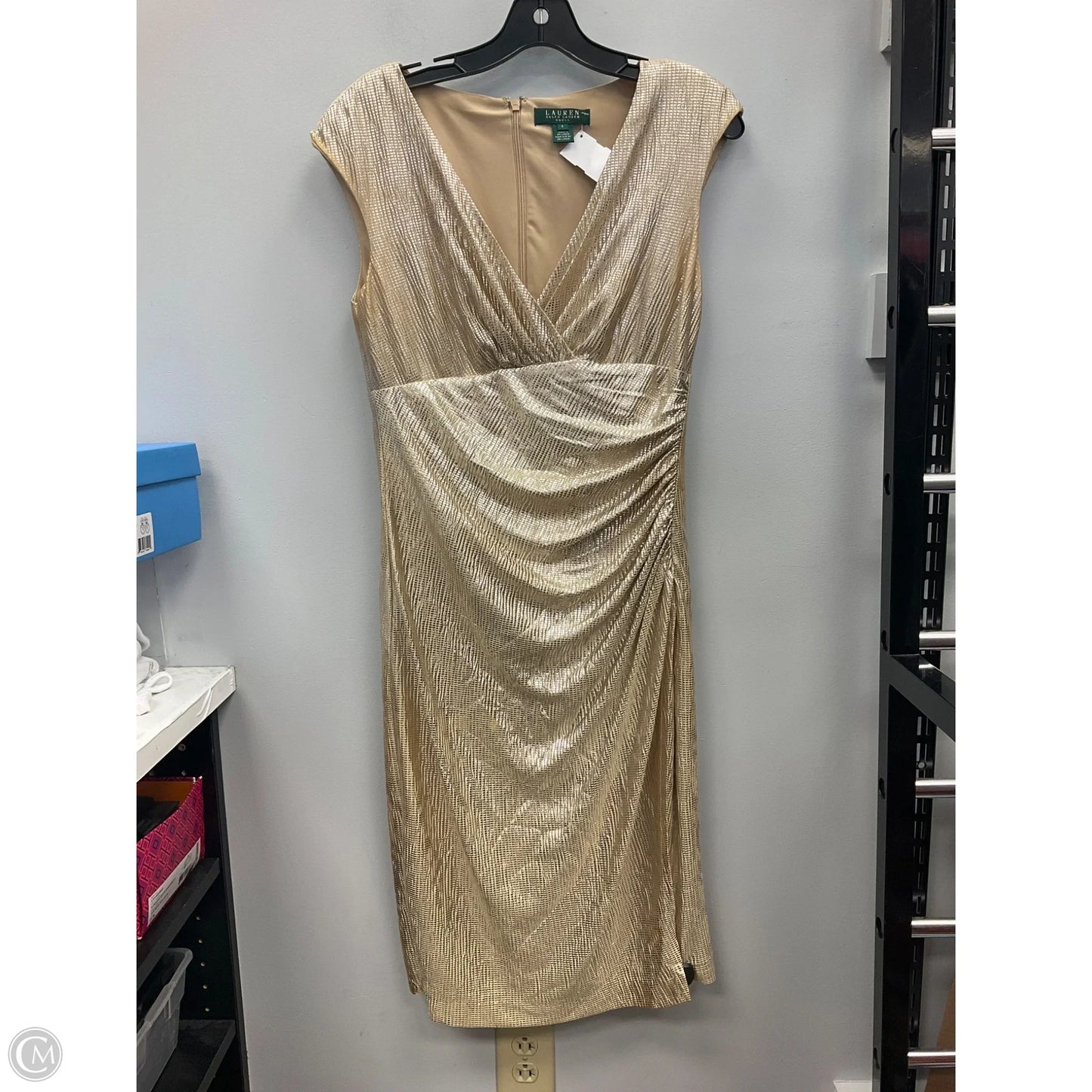 Dress Party Midi By Lauren By Ralph Lauren In Gold, Size: 6
