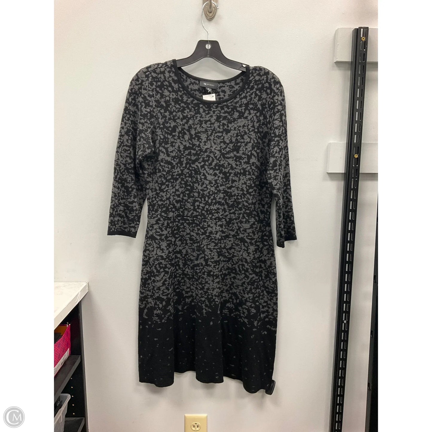 Dress Sweater By Ab Studio In Black & Grey, Size: M