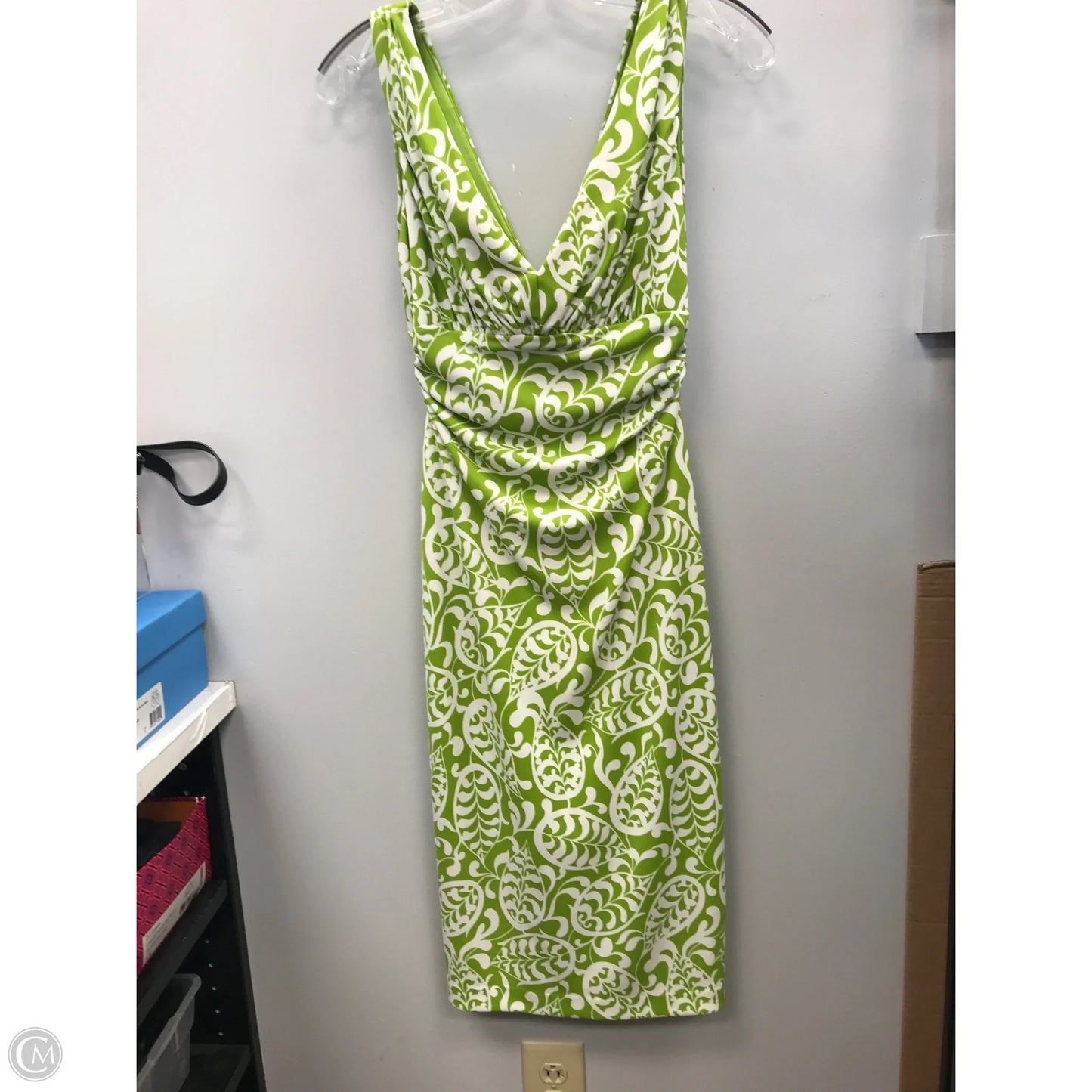 Dress Casual Midi By David Meister In Green & White, Size: 4