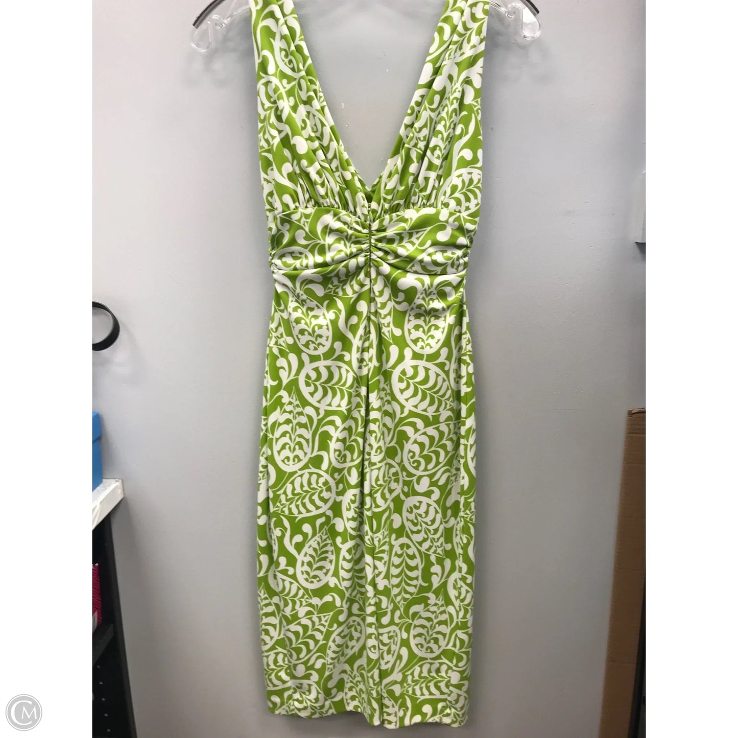 Dress Casual Midi By David Meister In Green & White, Size: 4