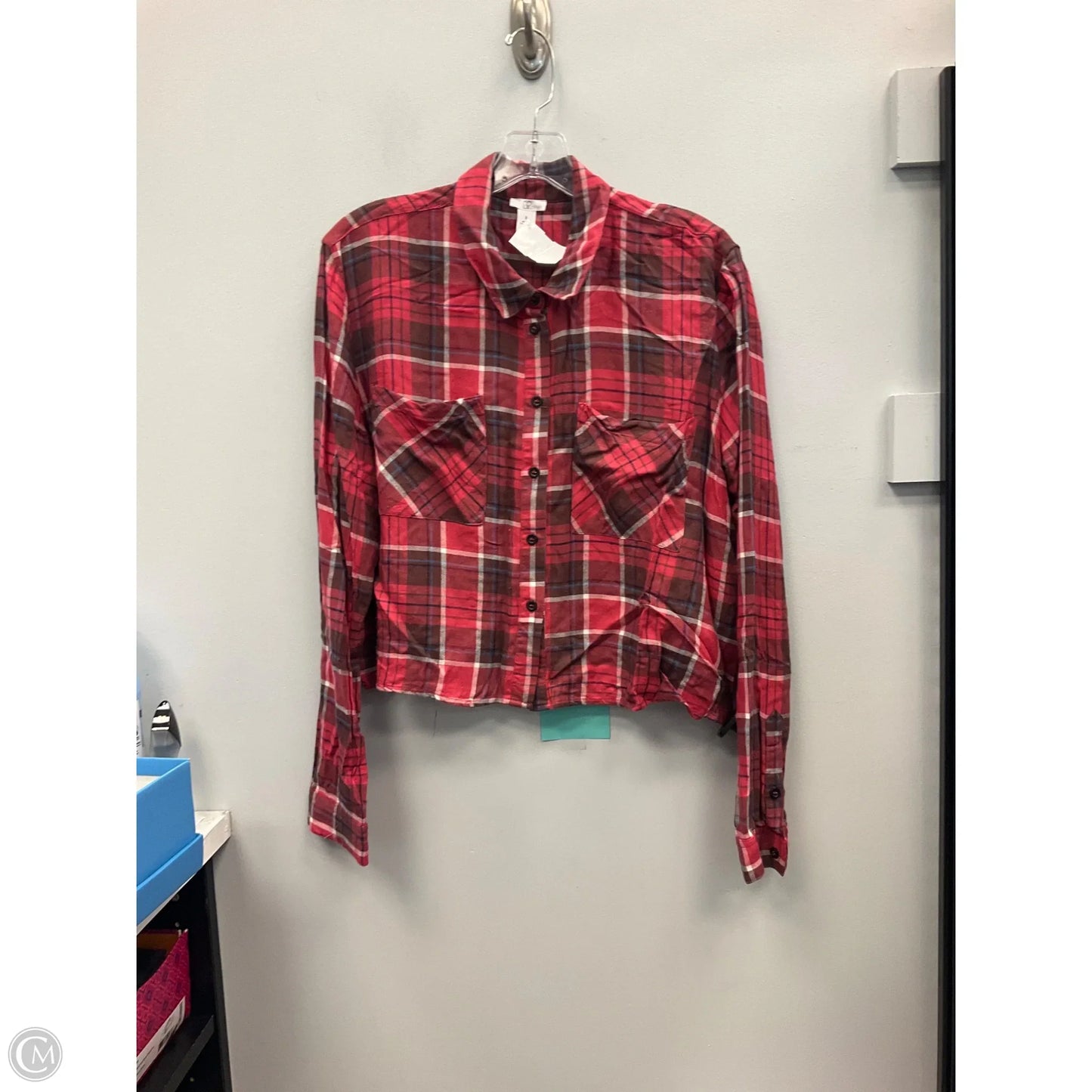 Top Long Sleeve By Bp In Plaid Pattern, Size: Xl