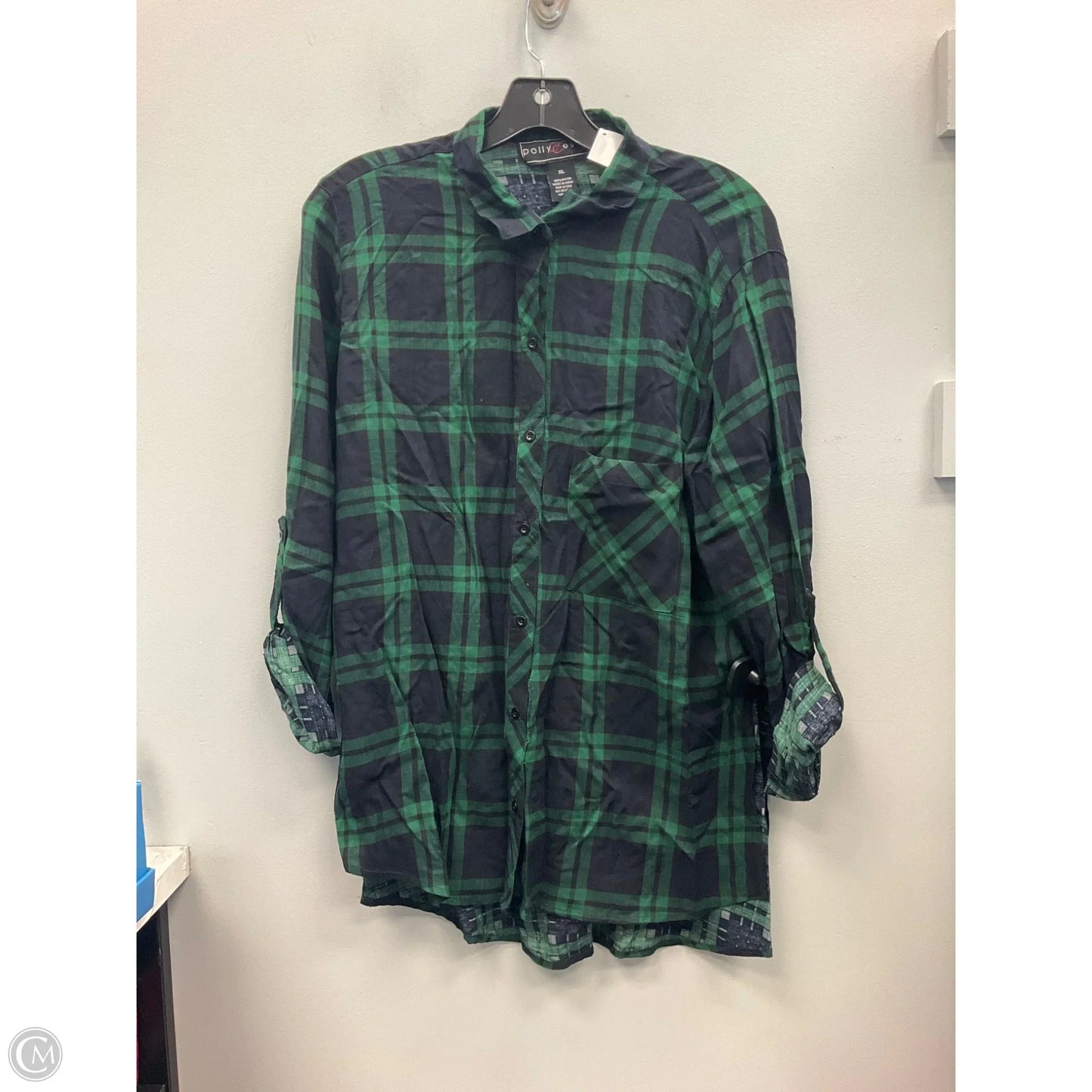 Top Long Sleeve By Clothes Mentor In Plaid Pattern, Size: Xl