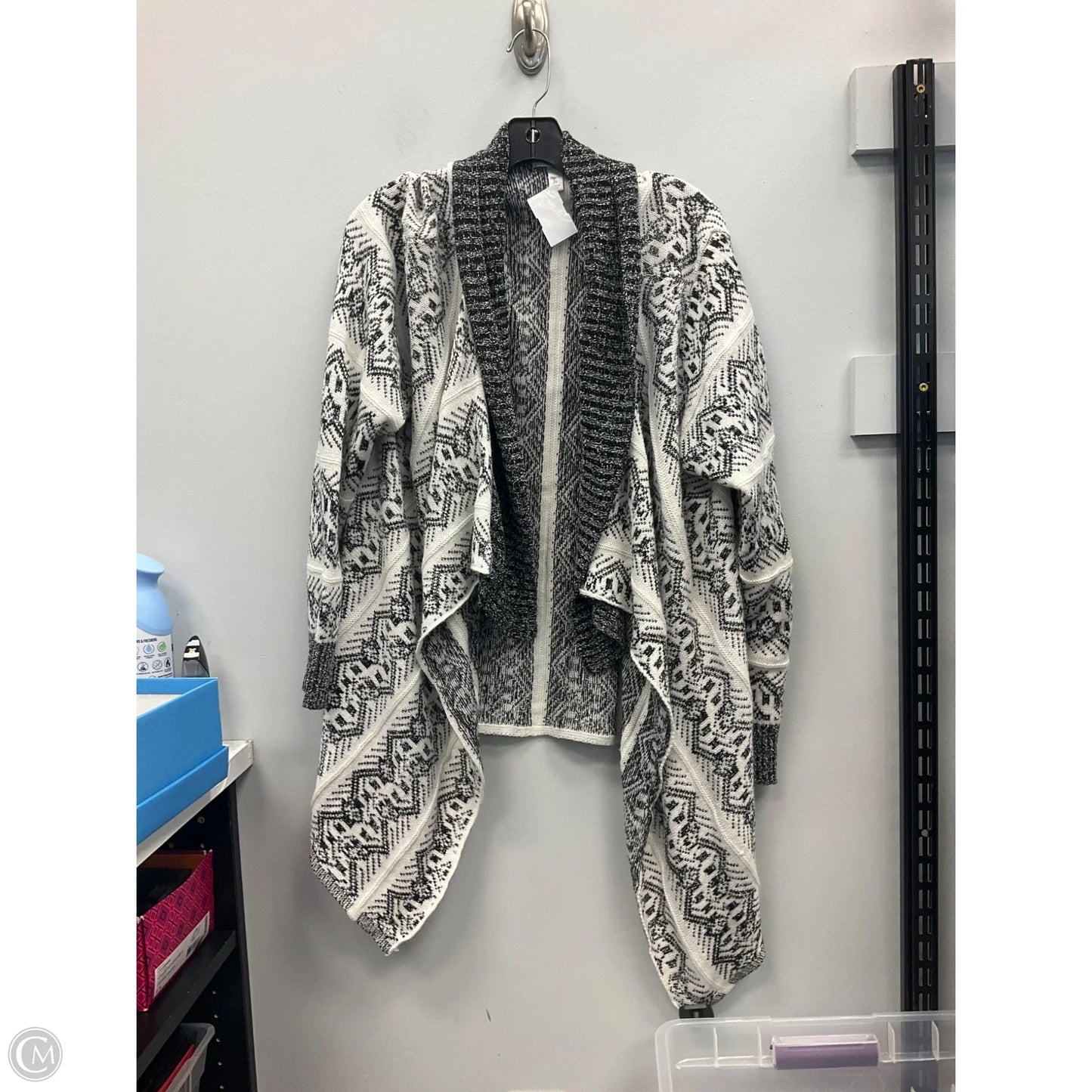 Sweater Cardigan By Dressbarn In Black & White, Size: 2x