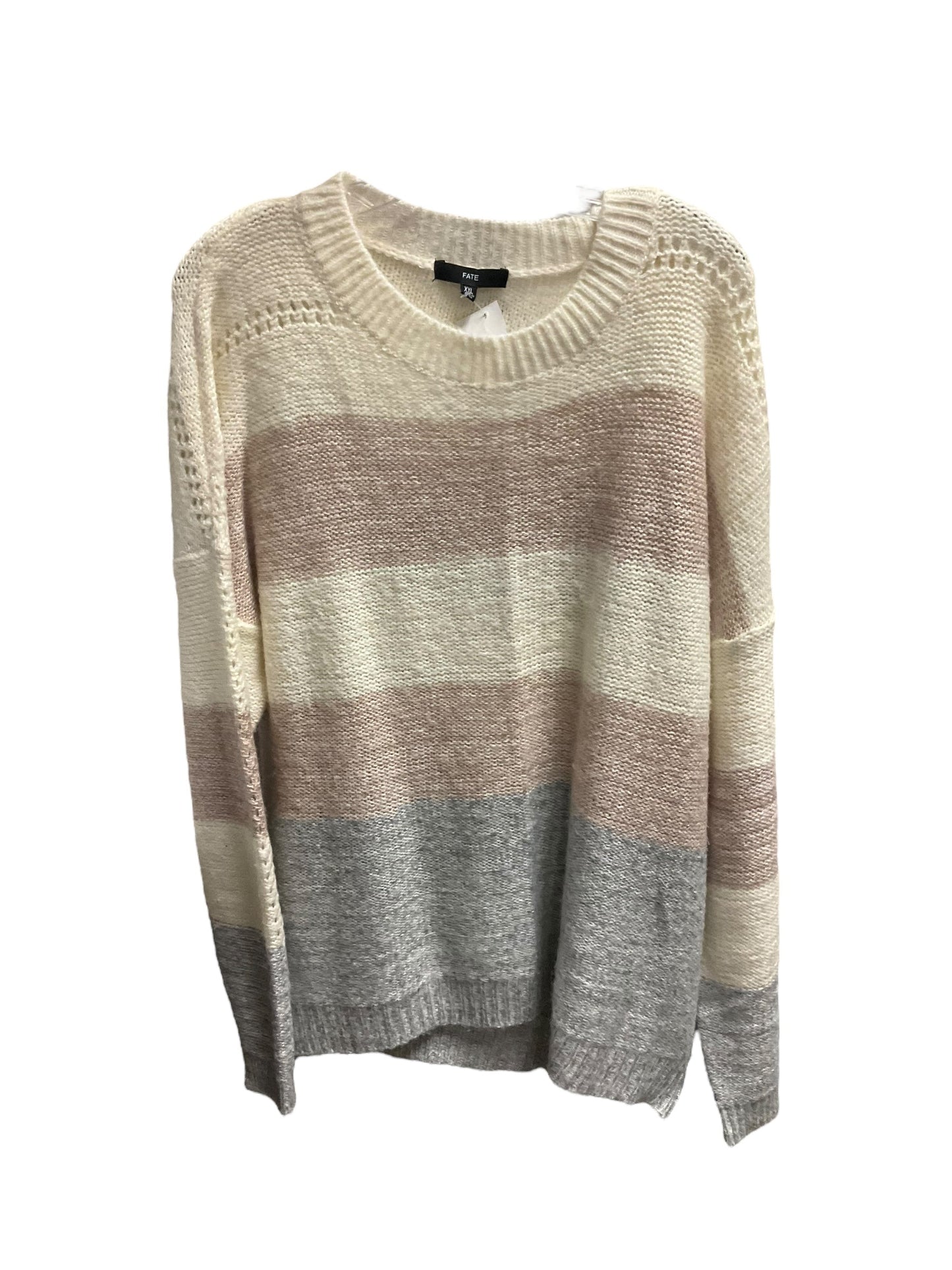 Sweater By Fate In Cream & Pink, Size: XXL