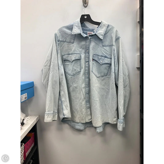 Top Long Sleeve By Levis In Blue Denim, Size: 3x