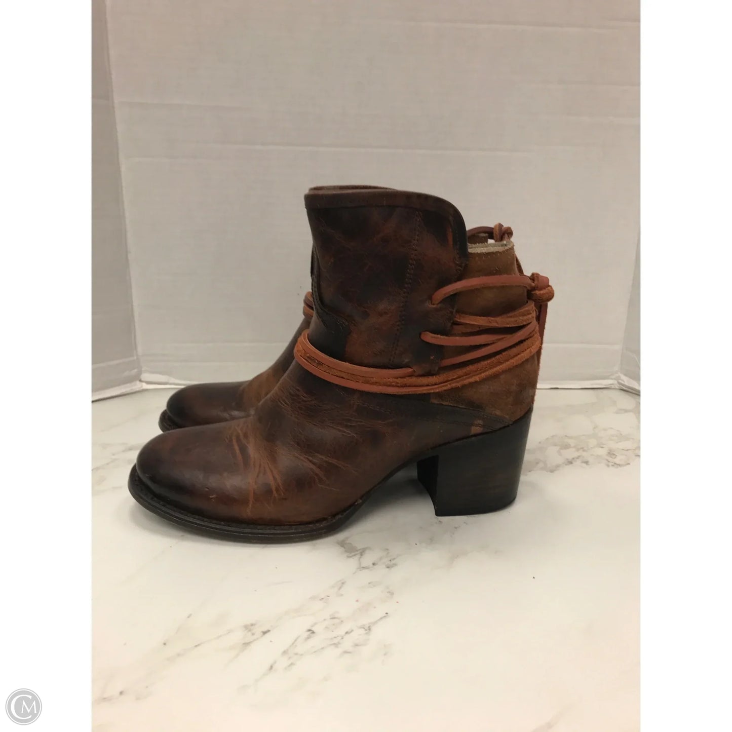 Boots Ankle Heels By Freebird In Brown, Size: 9