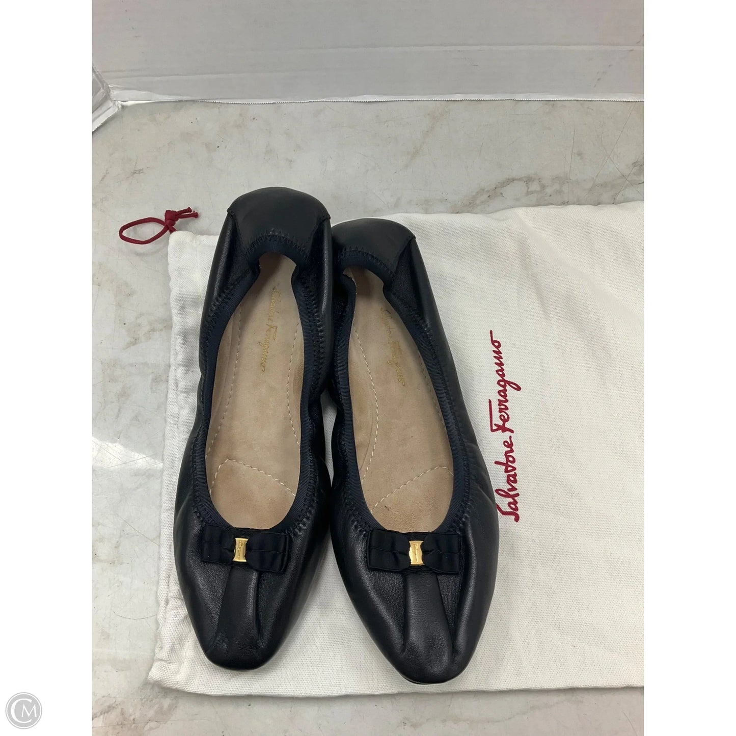 Shoes Luxury Designer By Ferragamo In Black, Size: 9