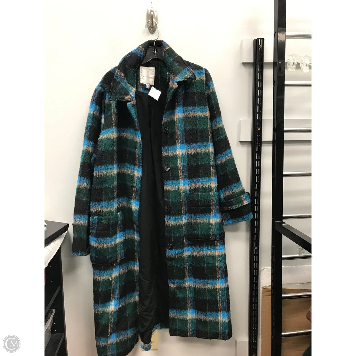 Coat Peacoat By Free Assembly In Plaid Pattern, Size: M