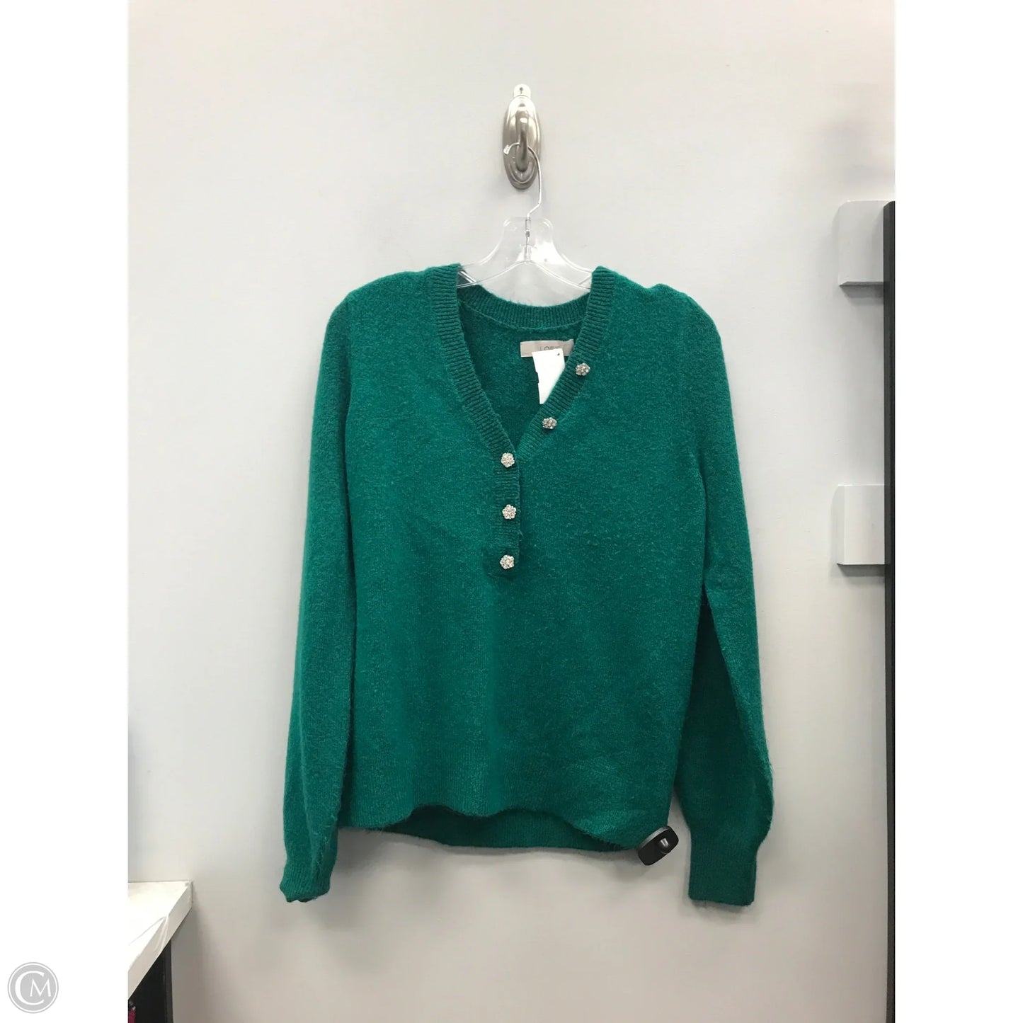 Sweatshirt Collar By Loft In Green, Size: M