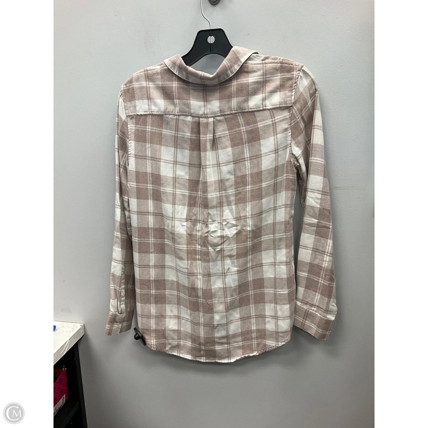 Top Long Sleeve By Banana Republic In Plaid Pattern, Size: Xs