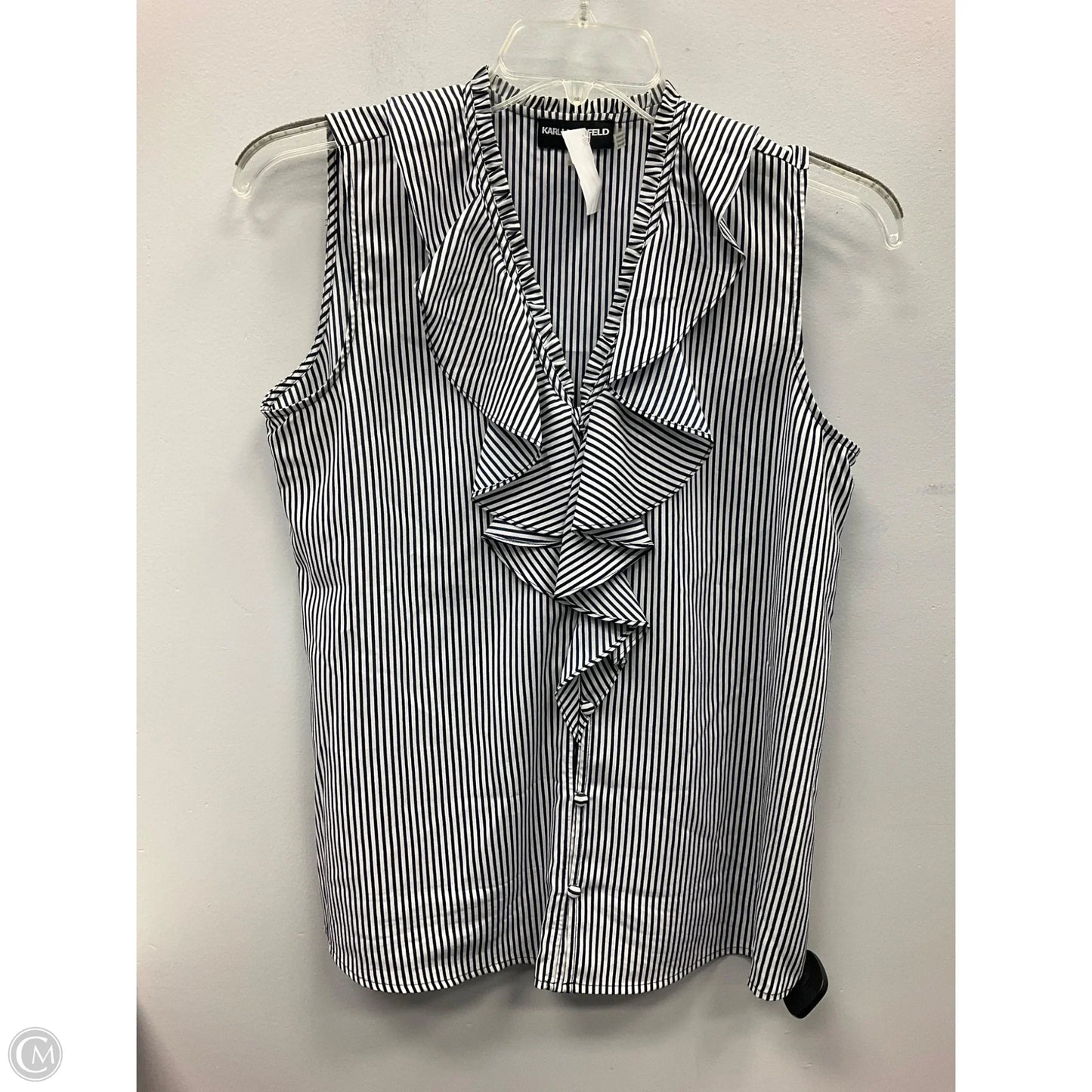 Top Sleeveless Designer By Karl Lagerfeld In Striped Pattern, Size: M