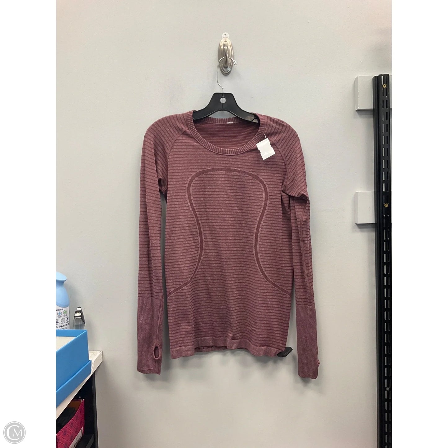 Athletic Top Long Sleeve Crewneck By Lululemon In Striped Pattern, Size: 8