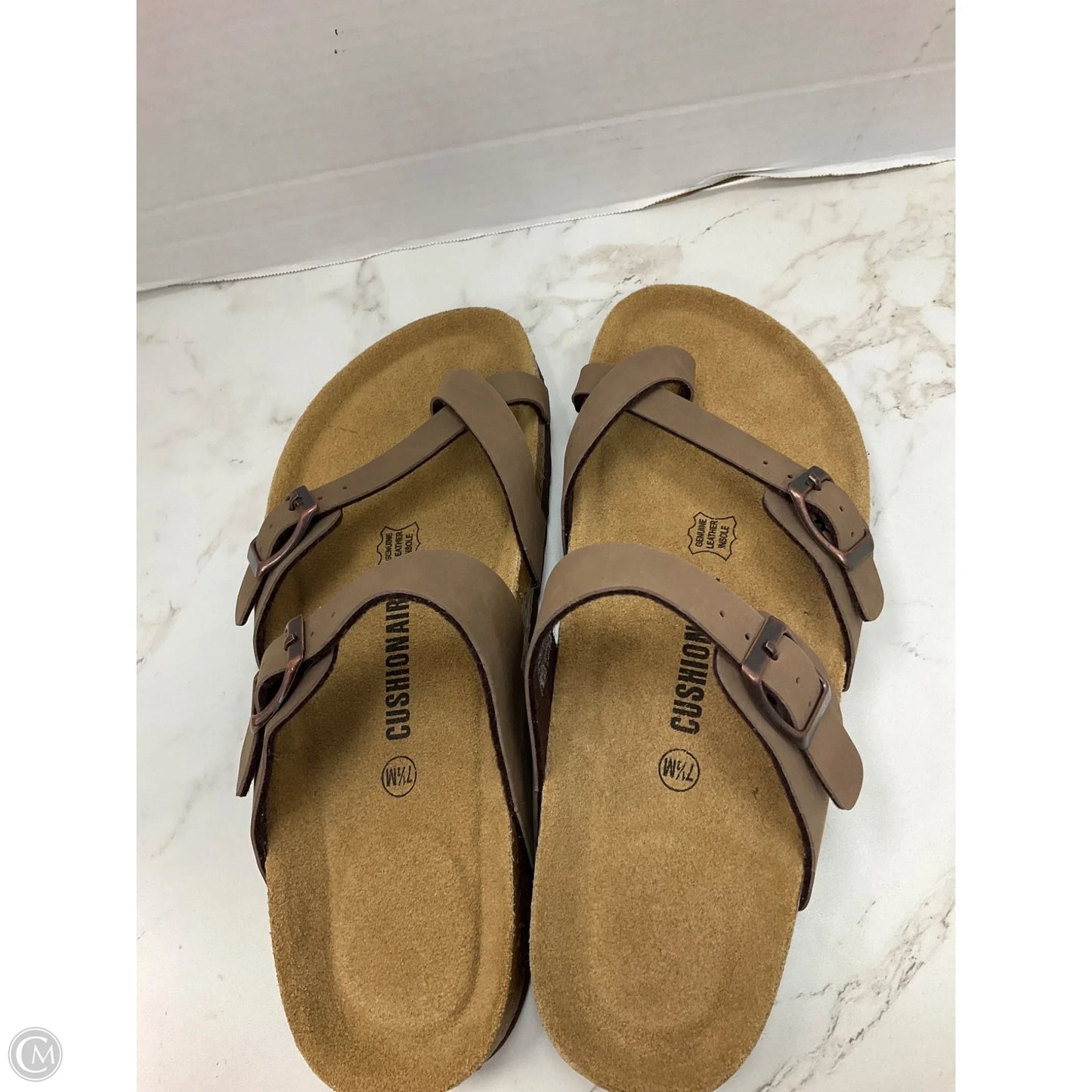 Sandals Flats By Cushionaire In Brown, Size: 7.5