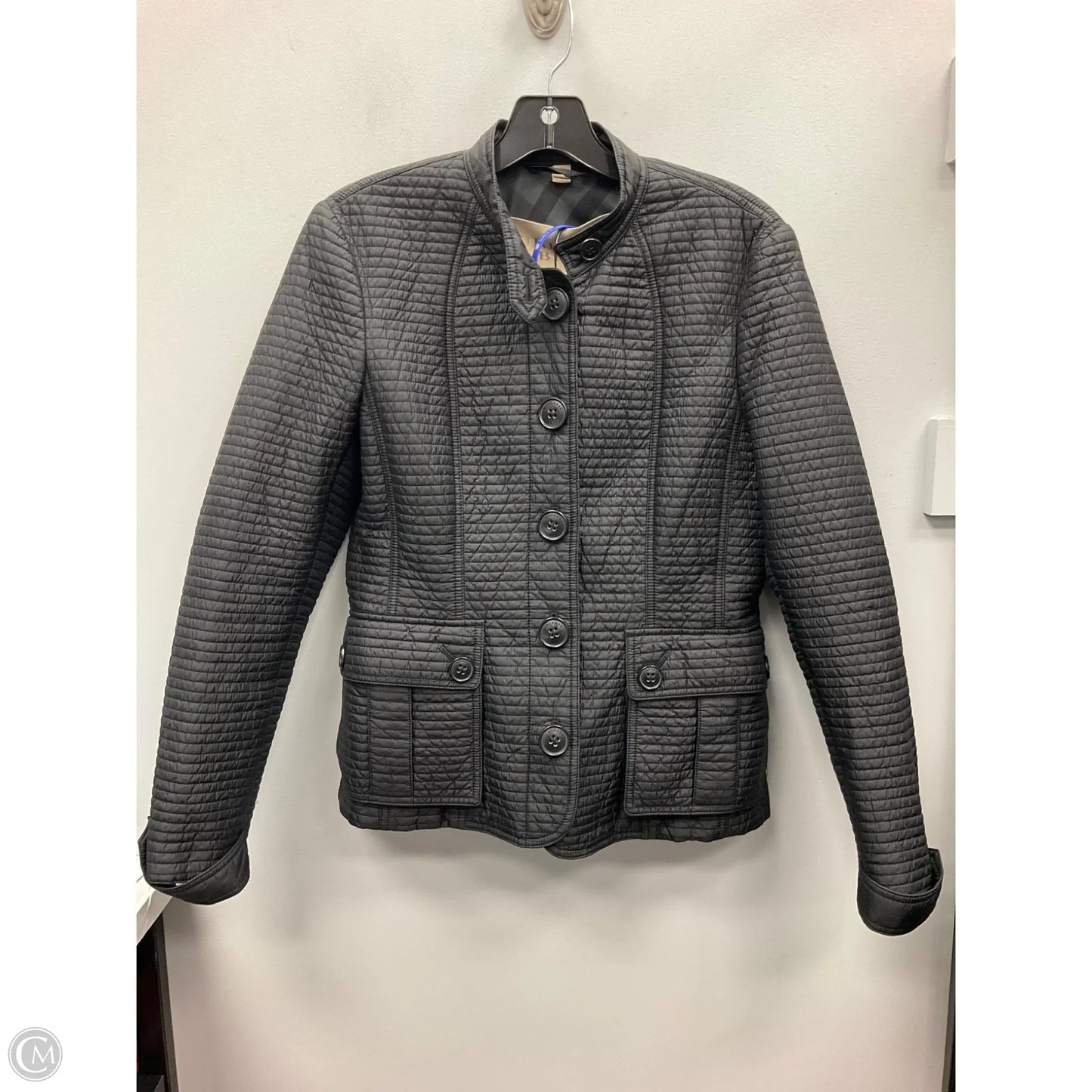 Jacket Luxury Designer By Burberry In Black, Size: M