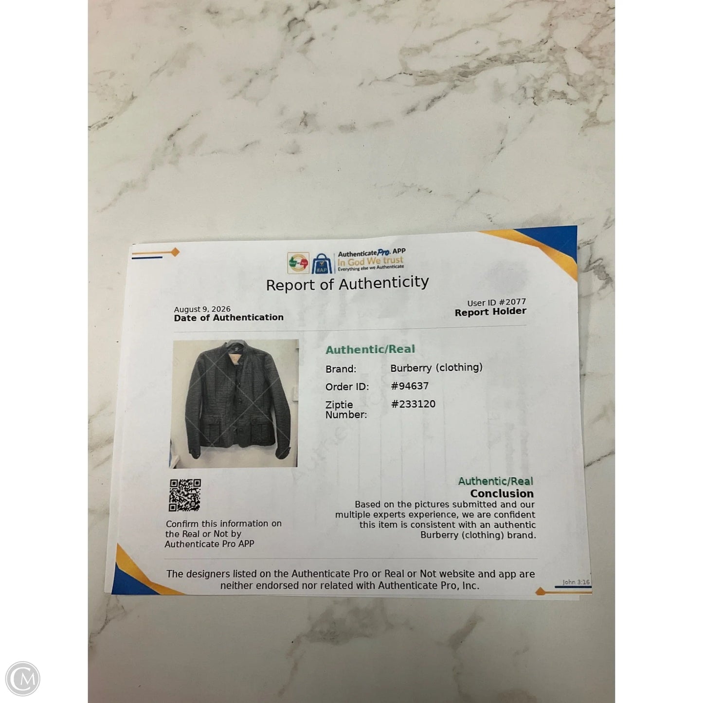 Jacket Luxury Designer By Burberry In Black, Size: M