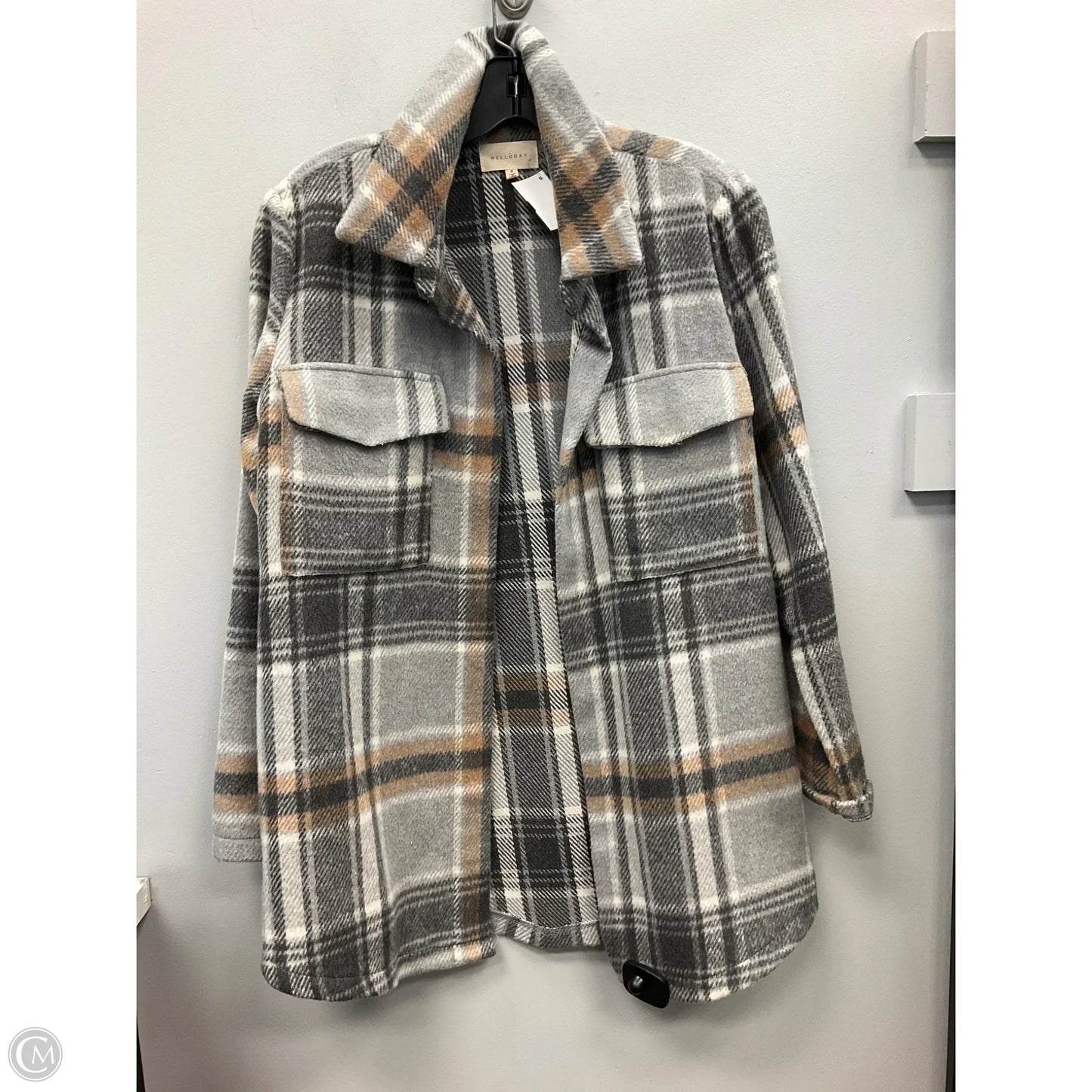 Jacket Shirt By Melloday In Plaid Pattern, Size: S