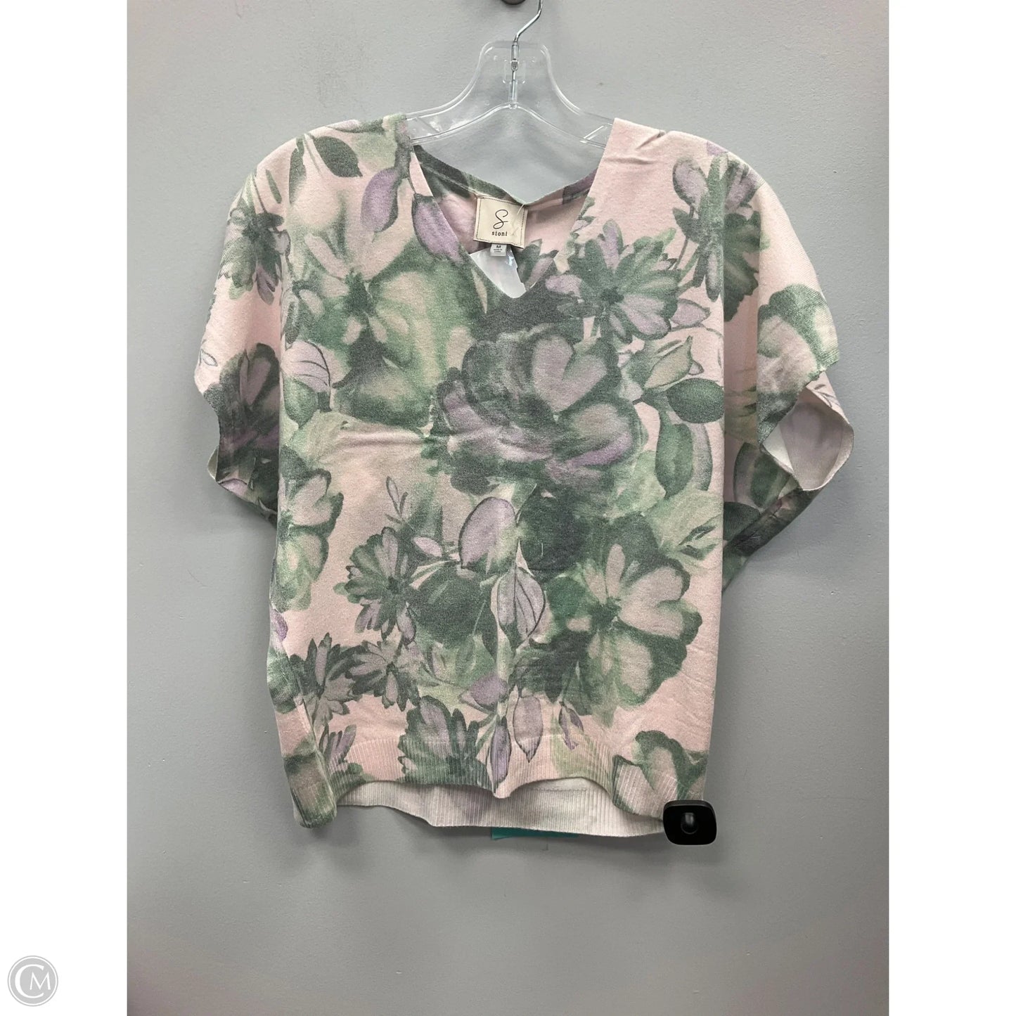 Top Short Sleeve By Sioni In Floral Print, Size: M