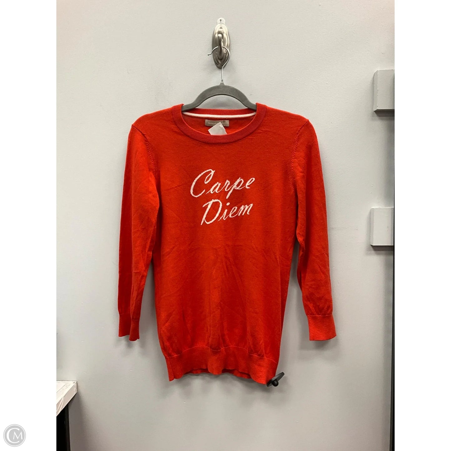 Top Long Sleeve By Banana Republic In Orange, Size: S