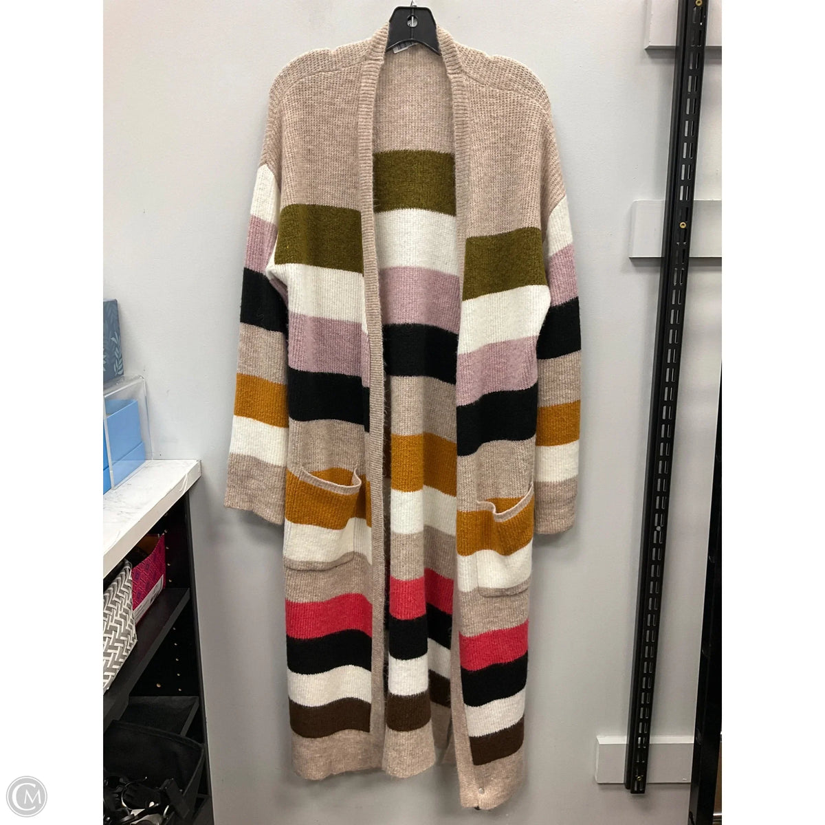 Sweater Cardigan By Allison Joy In Striped Pattern, Size: L