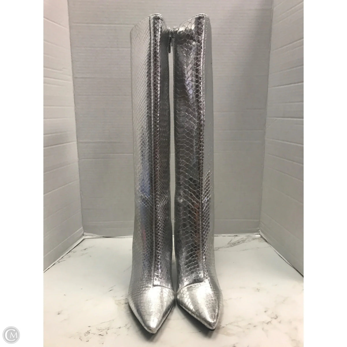 Boots Knee Heels By Inc In Silver, Size: 6