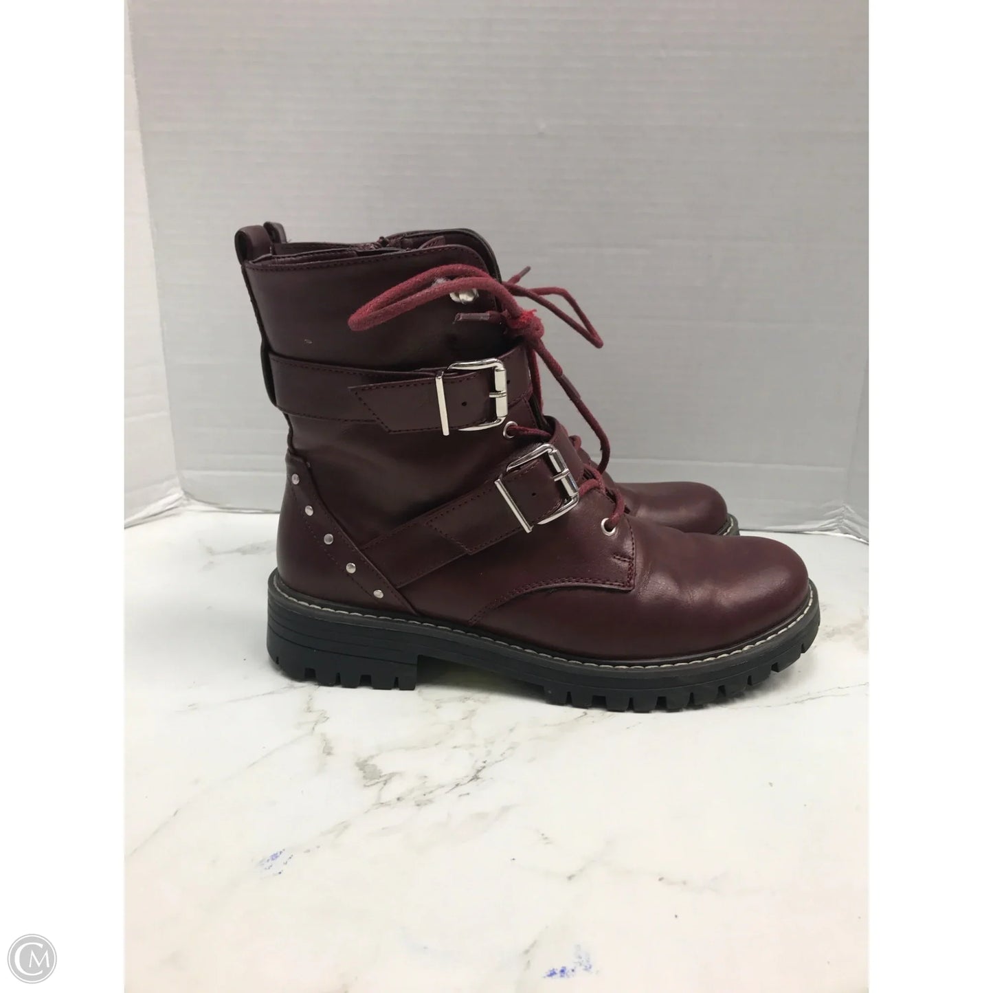 Boots Combat By So In Maroon, Size: 8.5