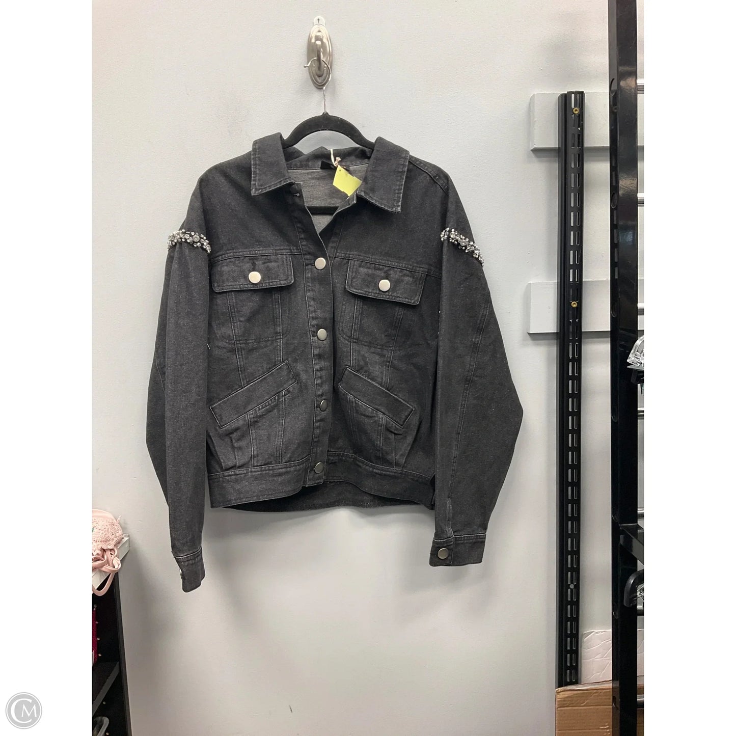 Jacket Denim By Vici In Black Denim, Size: M