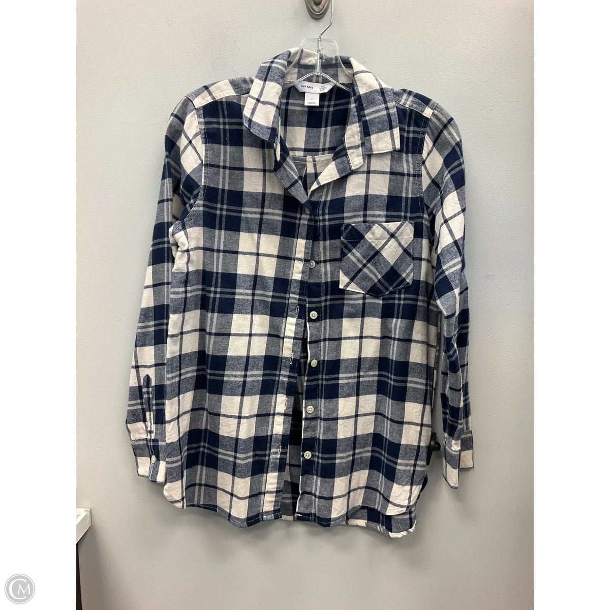 Top Long Sleeve By Old Navy In Plaid Pattern, Size: S