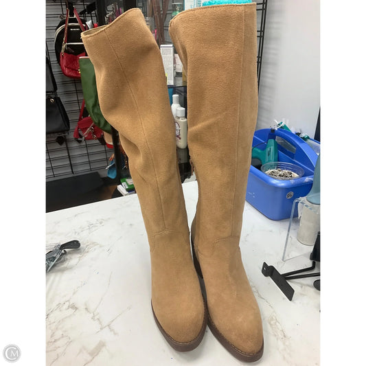Boots Knee Heels By Crown Vintage In Tan, Size: 8.5
