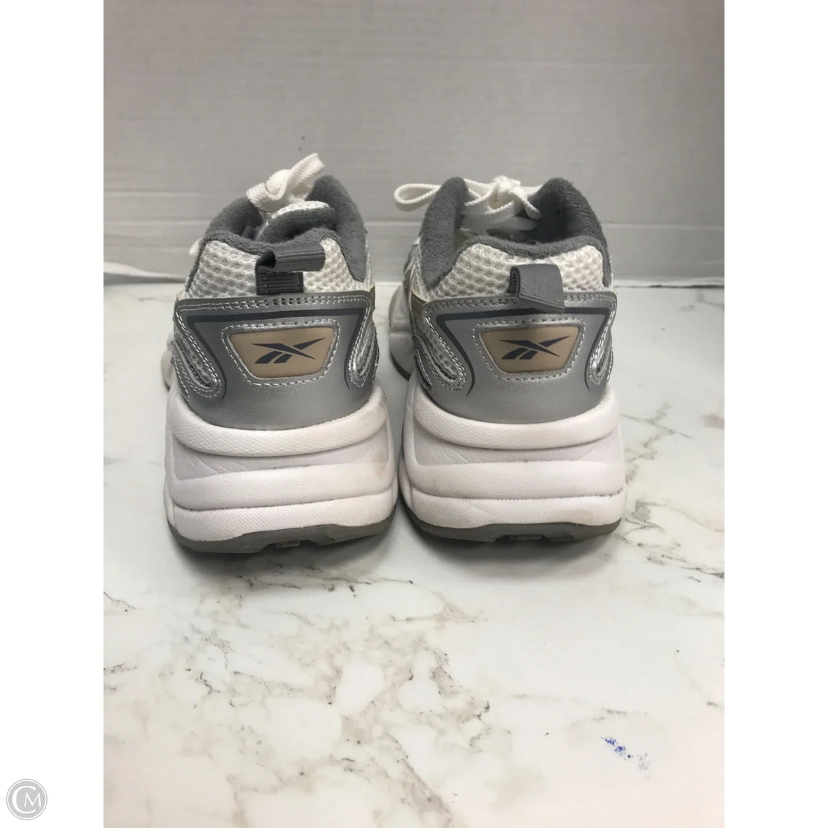 Shoes Athletic By Reebok In Silver & White, Size: 8