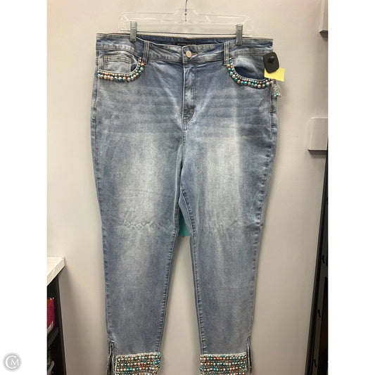Jeans Straight By Boston Proper In Blue Denim, Size: 18