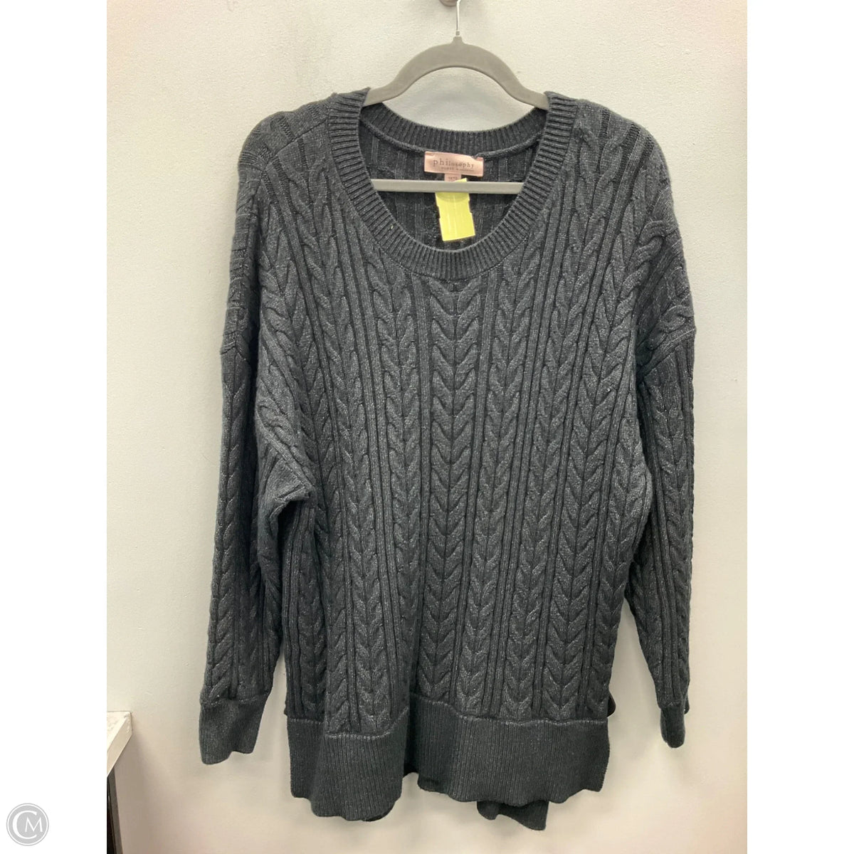 Sweater By Philosophy In Black & Grey, Size: 1x